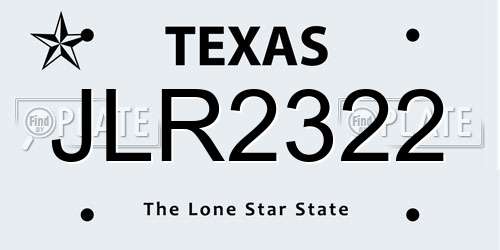 JLR2322 Texas License Plate