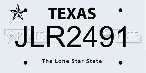 JLR2491 Texas License Plate