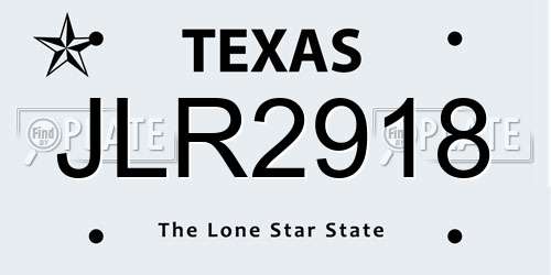 JLR2918 Texas License Plate