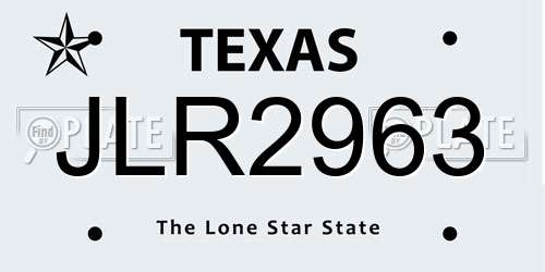 JLR2963 Texas License Plate