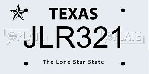 JLR321 Texas License Plate