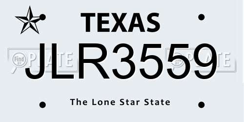 JLR3559 Texas License Plate