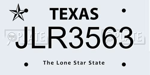 JLR3563 Texas License Plate
