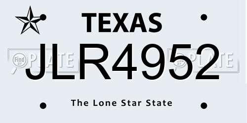 JLR4952 Texas License Plate