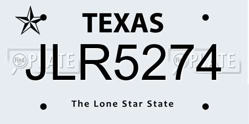 JLR5274 Texas License Plate