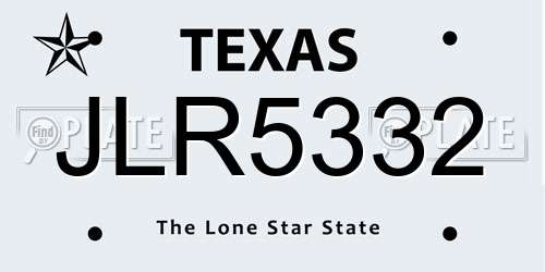 JLR5332 Texas License Plate