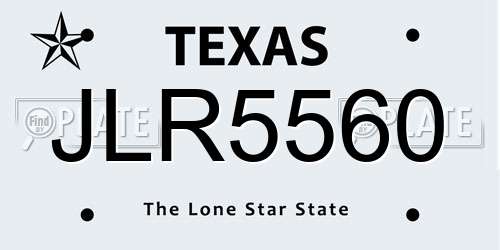 JLR5560 Texas License Plate