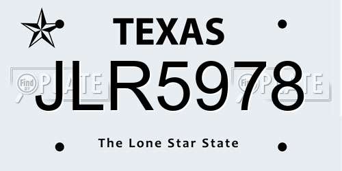 JLR5978 Texas License Plate