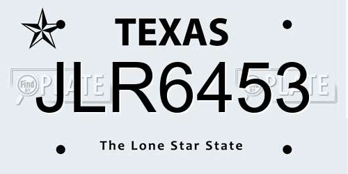 JLR6453 Texas License Plate