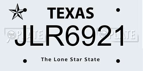 JLR6921 Texas License Plate