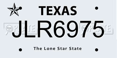 JLR6975 Texas License Plate