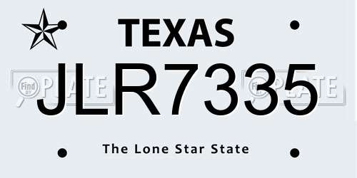 JLR7335 Texas License Plate