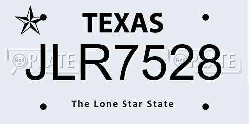 JLR7528 Texas License Plate