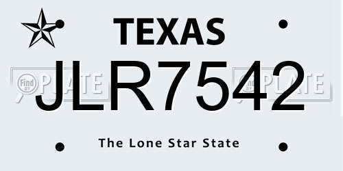 JLR7542 Texas License Plate