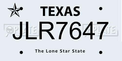 JLR7647 Texas License Plate
