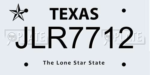 JLR7712 Texas License Plate