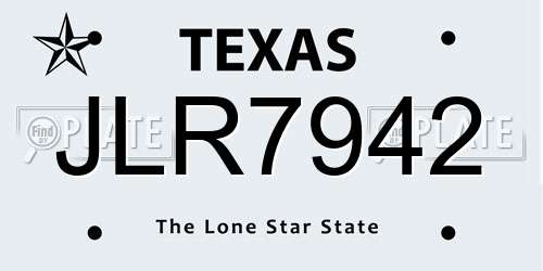 JLR7942 Texas License Plate