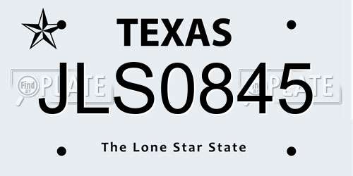 JLS0845 Texas License Plate