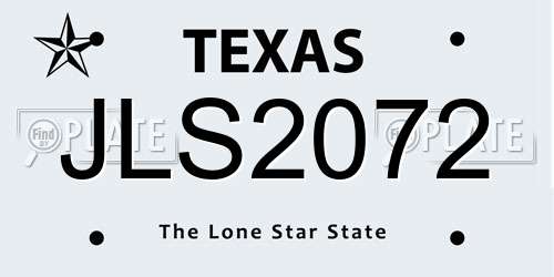 JLS2072 Texas License Plate