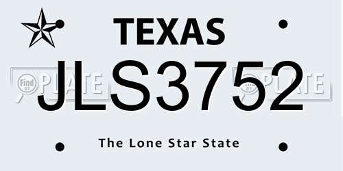 JLS3752 Texas License Plate