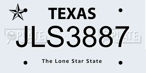 JLS3887 Texas License Plate