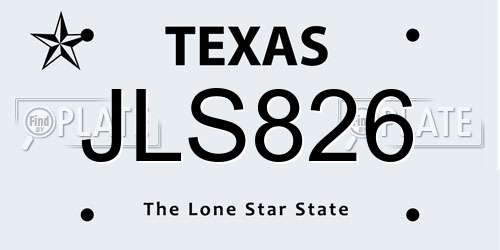 JLS826 Texas License Plate