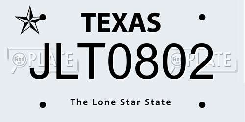 JLT0802 Texas License Plate