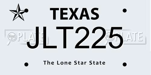 JLT225 Texas License Plate