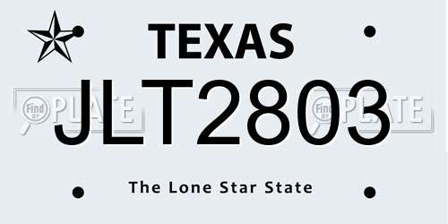 JLT2803 Texas License Plate