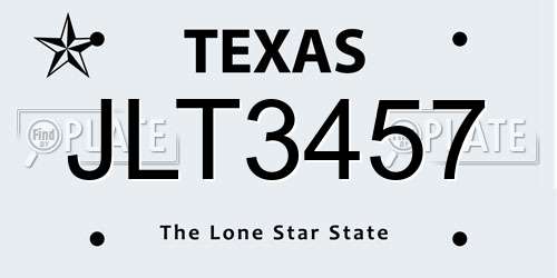 JLT3457 Texas License Plate