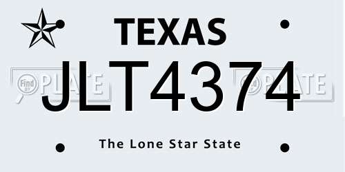 JLT4374 Texas License Plate