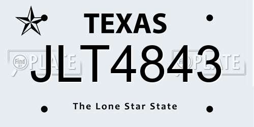 JLT4843 Texas License Plate