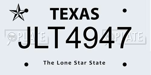JLT4947 Texas License Plate