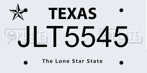 JLT5545 Texas License Plate