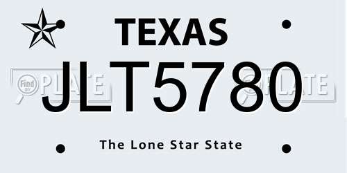 JLT5780 Texas License Plate