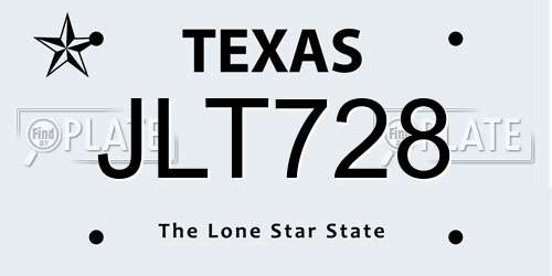 JLT728 Texas License Plate