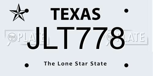 JLT778 Texas License Plate