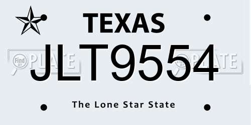 JLT9554 Texas License Plate