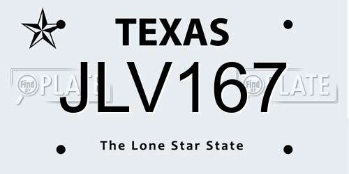 JLV167 Texas License Plate