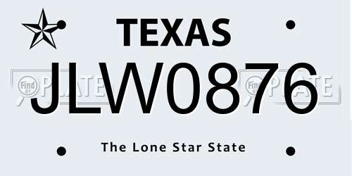 JLW0876 Texas License Plate
