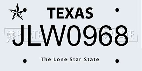 JLW0968 Texas License Plate
