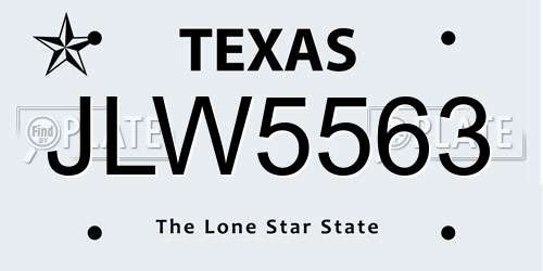JLW5563 Texas License Plate