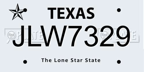 JLW7329 Texas License Plate