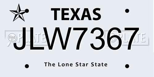 JLW7367 Texas License Plate