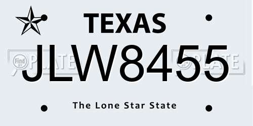 JLW8455 Texas License Plate