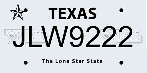 JLW9222 Texas License Plate