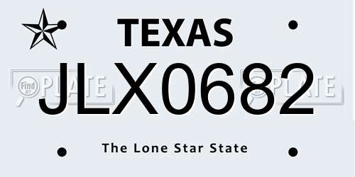 JLX0682 Texas License Plate
