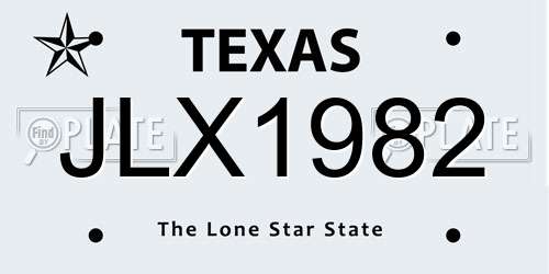 JLX1982 Texas License Plate