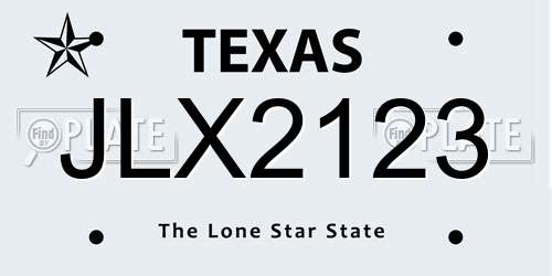 JLX2123 Texas License Plate