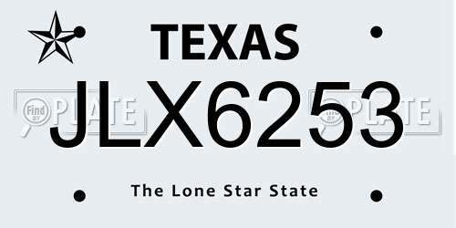 JLX6253 Texas License Plate